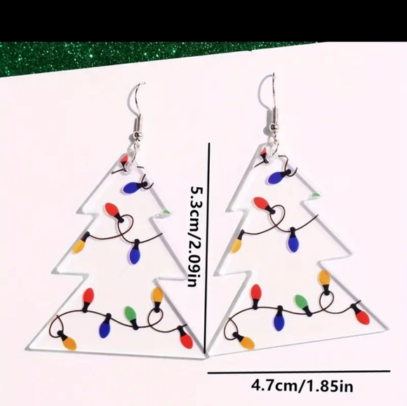 ** BRAND NEW LIGHTED CHRISTMAS TREE EARRINGS - Picture 2 of 2